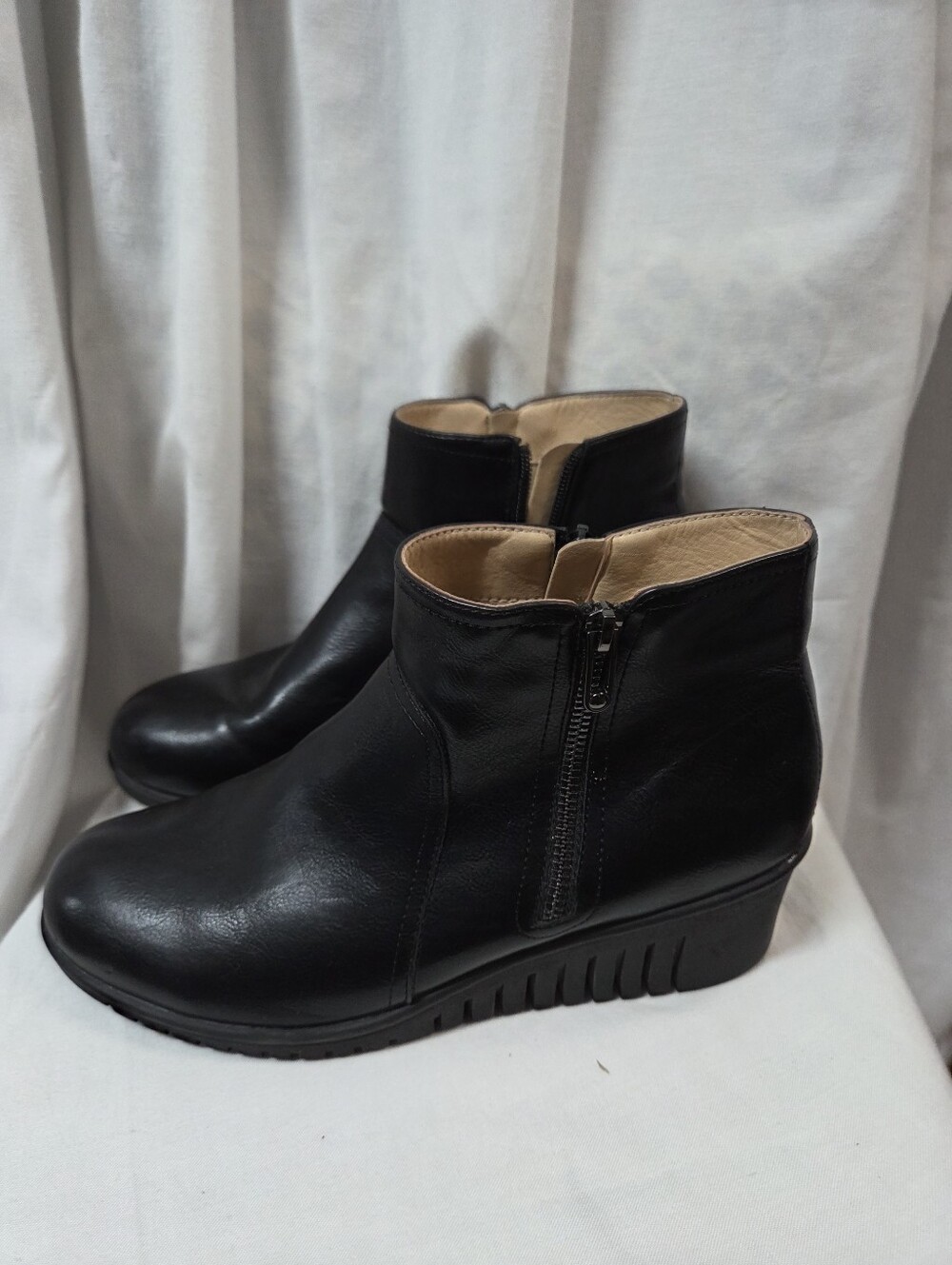 Black Wedge Ankle Boots - Women